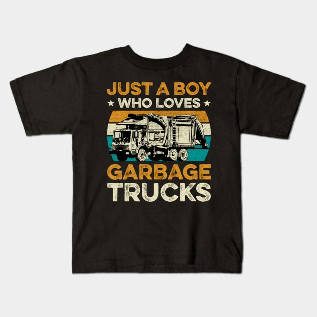 Just A Boy Who Loves Garbage Trucks Vintage Kids T-Shirt by DragonTees